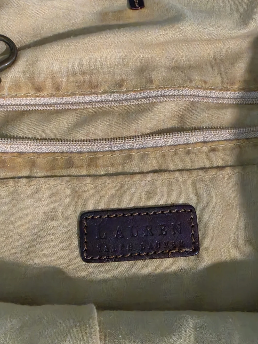Lauren Ralph Lauren Beige Woven Straw Tote with Brown Trim